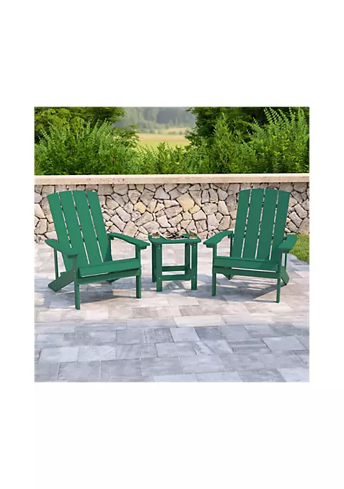 Deals 𧨠2 Pack Charlestown All Weather Poly Resin Wood Adirondack Chairs with Side Table in Green by Belnick β 2 Deals 𧨠2 Pack Charlestown All Weather Poly Resin Wood Adirondack Chairs with Side Table in Green by Belnick β - Image 2