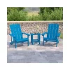 Cheapest 😉 2 Pack Charlestown All Weather Poly Resin Wood Adirondack Chairs with Side Table in Blue by Belnick 🌟