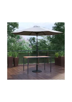 Best reviews of ๐ 3 Piece Outdoor Patio Table Set 30" x 48" Synthetic Teak Patio Table with Gray Umbrella and Base by Belnick โค๏ธ