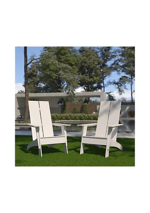 Discount π Set of 2 Sawyer Modern All Weather Poly Resin Wood Adirondack Chairs in White by Belnick π 2 Discount π Set of 2 Sawyer Modern All Weather Poly Resin Wood Adirondack Chairs in White by Belnick π - Image 2