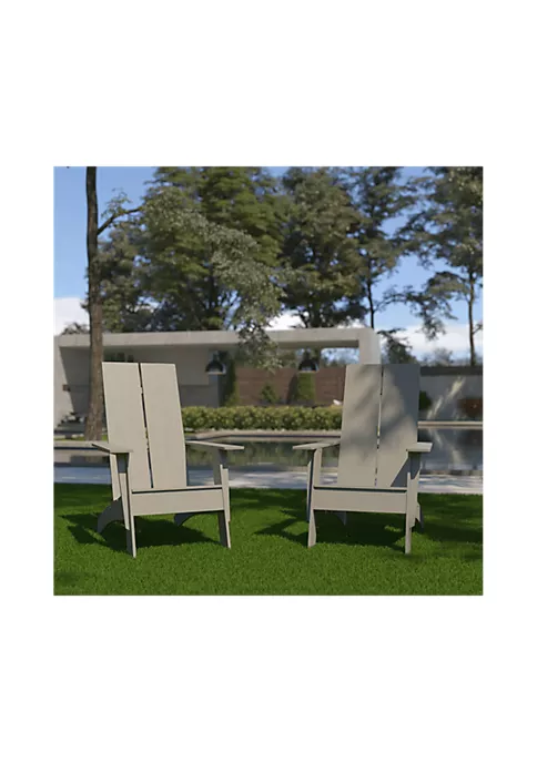 Budget π Set of 2 Sawyer Modern All Weather Poly Resin Wood Adirondack Chairs in Gray by Belnick π₯ 2 Budget π Set of 2 Sawyer Modern All Weather Poly Resin Wood Adirondack Chairs in Gray by Belnick π₯ - Image 2