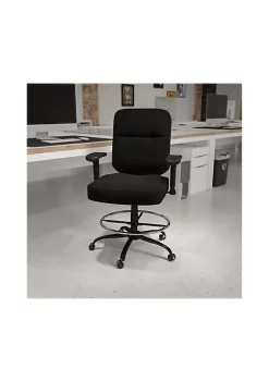Hot Sale β€οΈ HERCULES Series Big & Tall 400 lb. Rated Black Fabric Rectangular Back Ergonomic Draft Chair with Adjustable Arms by Belnick π₯°