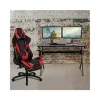 Budget 🤩 Black Gaming Desk and Red/Black Footrest Reclining Gaming Chair Set with Cup Holder, Headphone Hook & 2 Wire Management Holes by Belnick 🎉