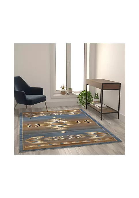 Flash Sale 𧨠Lodi Collection Southwestern 5' x 7' Blue Area Rug - Olefin Rug with Jute Backing for Hallway, Entryway, Bedroom, Living Room by Belnick π 2 Flash Sale 𧨠Lodi Collection Southwestern 5' x 7' Blue Area Rug - Olefin Rug with Jute Backing for Hallway, Entryway, Bedroom, Living Room by Belnick π - Image 2