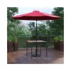 New 😀 3 Piece Outdoor Patio Table Set 35" Square Synthetic Teak Patio Table with Red Umbrella and Base by Belnick 🤩
