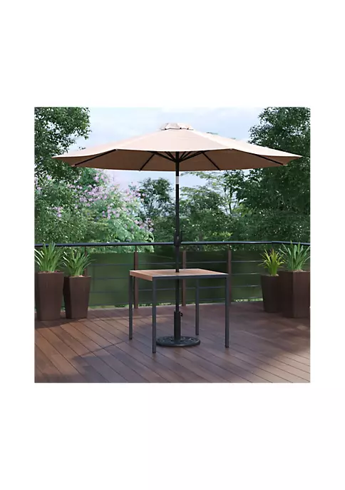 Cheap π₯° 3 Piece Outdoor Patio Table Set 35" Square Synthetic Teak Patio Table with Umbrella Hole and Tan Umbrella with Base by Belnick π 2 Cheap π₯° 3 Piece Outdoor Patio Table Set 35" Square Synthetic Teak Patio Table with Umbrella Hole and Tan Umbrella with Base by Belnick π - Image 2