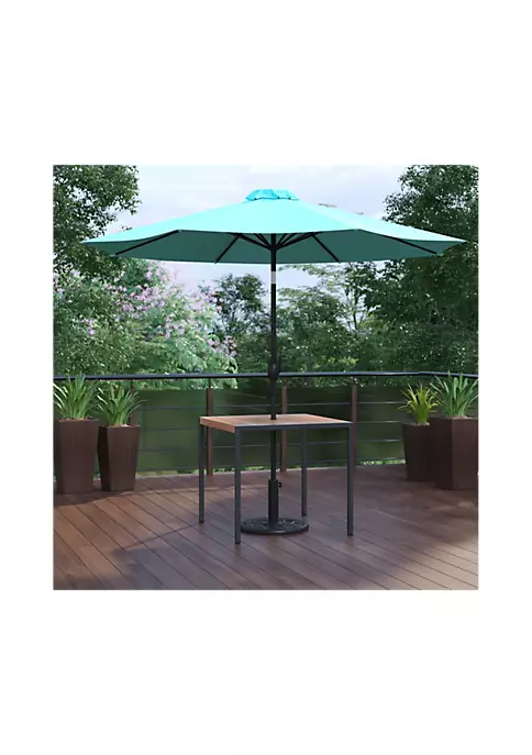 Outlet π₯ 3 Piece Outdoor Patio Table Set 35" Square Synthetic Teak Patio Table with Teal Umbrella and Base by Belnick β€οΈ 2 Outlet π₯ 3 Piece Outdoor Patio Table Set 35" Square Synthetic Teak Patio Table with Teal Umbrella and Base by Belnick β€οΈ - Image 2