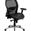 Discount 🎉 Mid-Back Black Super Mesh Executive Swivel Office Chair with LeatherSoft Seat, Knee Tilt Control and Adjustable Lumbar & Arms by Belnick ✨