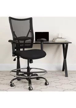 Best Pirce 🔔 HERCULES Series Big & Tall 400 lb. Rated Black Mesh Ergonomic Drafting Chair with Adjustable Arms by Belnick 👍