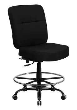 Hot Sale π HERCULES Series Big & Tall. Rated Black Fabric Ergonomic Drafting Chair with Rectangular Back by Belnick π