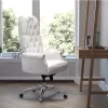 Flash Sale 🔔 High Back Traditional Tufted White LeatherSoft Multifunction Executive Swivel Ergonomic Office Chair with Arms by Belnick 😉