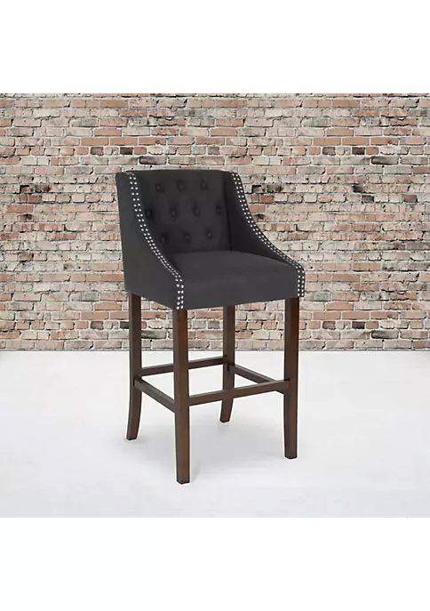 Coupon ๐ฅฐ 2 Pk. Carmel Series 30" High Transitional Tufted Walnut Barstool with Accent Nail Trim in Charcoal Fabric by Belnick ๐ 2 Coupon ๐ฅฐ 2 Pk. Carmel Series 30" High Transitional Tufted Walnut Barstool with Accent Nail Trim in Charcoal Fabric by Belnick ๐ - Image 2