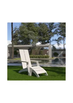 Cheap 🛒 Sawyer Modern All Weather Poly Resin Wood Adirondack Chair with Foot RestÂ in White by Belnick 😀