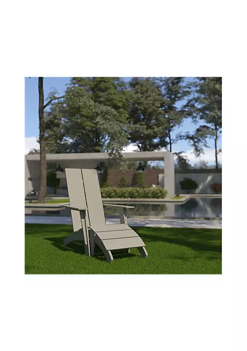 Deals 🤩 Sawyer Modern All Weather Poly Resin Wood Adirondack Chair with Foot Rest in Gray by Belnick 🌟 2 Deals 🤩 Sawyer Modern All Weather Poly Resin Wood Adirondack Chair with Foot Rest in Gray by Belnick 🌟 - Image 2