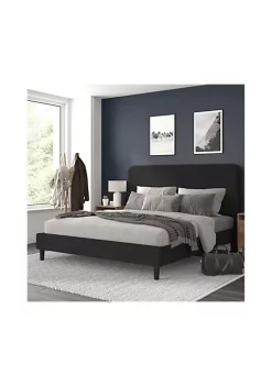 Deals 🧨 Addison Charcoal King Fabric Upholstered Platform Bed - Headboard with Rounded Edges - No Box Spring or Foundation Needed by Belnick 🧨