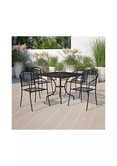 Outlet ✔️ Commercial Grade 35.5" Square Indoor Outdoor Steel Patio Table Set with 4 Round Back Chairs by Belnick ✔️ 2 Outlet ✔️ Commercial Grade 35.5" Square Indoor Outdoor Steel Patio Table Set with 4 Round Back Chairs by Belnick ✔️ - Image 2