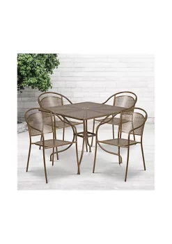 Outlet ✔️ Commercial Grade 35.5" Square Indoor Outdoor Steel Patio Table Set with 4 Round Back Chairs by Belnick ✔️ 8 Outlet ✔️ Commercial Grade 35.5" Square Indoor Outdoor Steel Patio Table Set with 4 Round Back Chairs by Belnick ✔️ -Belnick Sales Shop Belk 1583