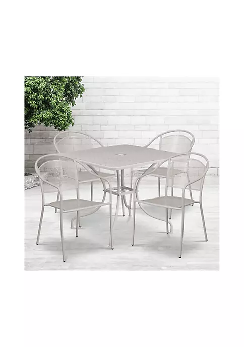 Outlet ✔️ Commercial Grade 35.5" Square Indoor Outdoor Steel Patio Table Set with 4 Round Back Chairs by Belnick ✔️ 4 Outlet ✔️ Commercial Grade 35.5" Square Indoor Outdoor Steel Patio Table Set with 4 Round Back Chairs by Belnick ✔️ - Image 4