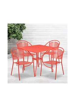 Outlet ✔️ Commercial Grade 35.5" Square Indoor Outdoor Steel Patio Table Set with 4 Round Back Chairs by Belnick ✔️ 10 Outlet ✔️ Commercial Grade 35.5" Square Indoor Outdoor Steel Patio Table Set with 4 Round Back Chairs by Belnick ✔️ -Belnick Sales Shop Belk 1585