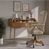 Budget ✨ Ivory Microfiber Classic Executive Swivel Office Chair with Driftwood Arms and Base by Belnick ⌛