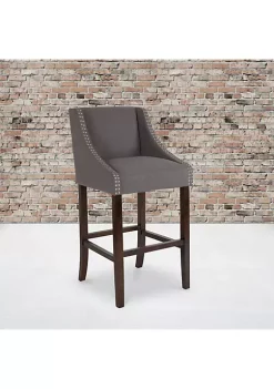 Cheapest ⭐ 2 Pk. Carmel Series 30" High Transitional Walnut Barstool with Accent Nail Trim in Dark Gray Fabric by Belnick 😉