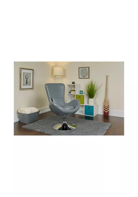 Promo 🥰 Egg Series Gray LeatherSoft Side Reception Chair by Belnick 💯 1 Promo 🥰 Egg Series Gray LeatherSoft Side Reception Chair by Belnick 💯