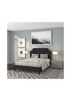 Budget π Brighton Queen Size Tufted Upholstered Platform Bed in Black Fabric by Belnick βοΈ