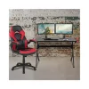 Flash Sale 🎁 Black Gaming Desk and Red/Black Racing Chair Set with Cup Holder, Headphone Hook & 2 Wire Management Holes by Belnick 😍