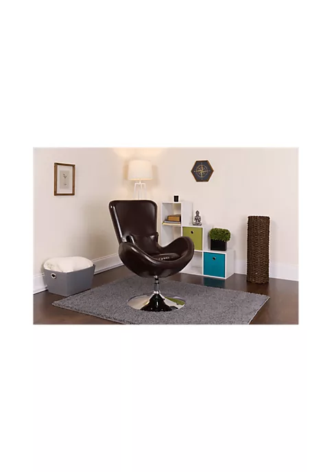Outlet ✨ Egg Series Brown LeatherSoft Side Reception Chair by Belnick ❤️ 1 Outlet ✨ Egg Series Brown LeatherSoft Side Reception Chair by Belnick ❤️