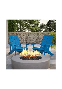 Buy 🥰 Set of 2 Charlestown All Weather Poly Resin Wood Adirondack Chairs in Blue by Belnick 🎉