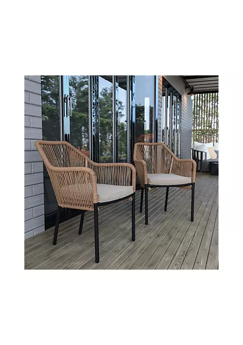 Coupon β Kallie Set of 2 All Weather Natural Woven Stacking Club Chairs with Rounded Arms & Ivory Zippered Seat Cushions by Belnick π 2 Coupon β Kallie Set of 2 All Weather Natural Woven Stacking Club Chairs with Rounded Arms & Ivory Zippered Seat Cushions by Belnick π - Image 2