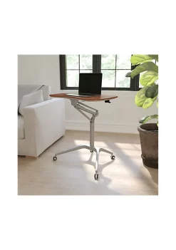 Flash Sale ✔️ Mobile Sit-Down, Stand-Up Mahogany Computer Ergonomic Desk with 28.25''W Top (Adjustable Range 29'' - 41'') by Belnick 😍