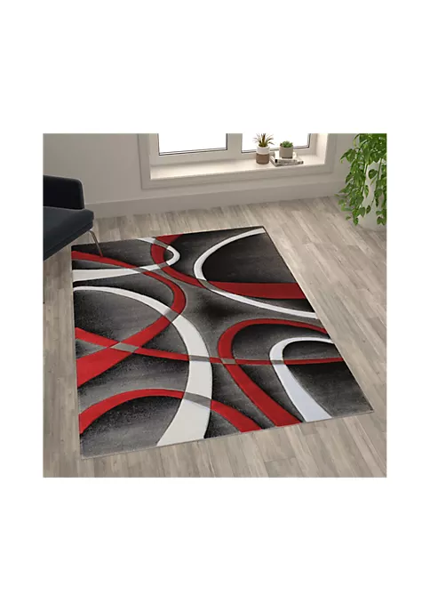 Outlet โ Atlan Collection Red Abstract Area Rug - Olefin Rug with Jute Backing - Entryway, Living Room or Bedroom by Belnick ๐งจ 1 Outlet โ Atlan Collection Red Abstract Area Rug - Olefin Rug with Jute Backing - Entryway, Living Room or Bedroom by Belnick ๐งจ