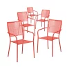 Best deal ⌛ Commercial Grade 5 Pack Coral Indoor Outdoor Steel Patio Arm Chair with Square Back by Belnick ✔️