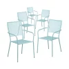 Promo ⭐ Commercial Grade 5 Pack Sky Blue Indoor Outdoor Steel Patio Arm Chair with Square Back by Belnick 👍