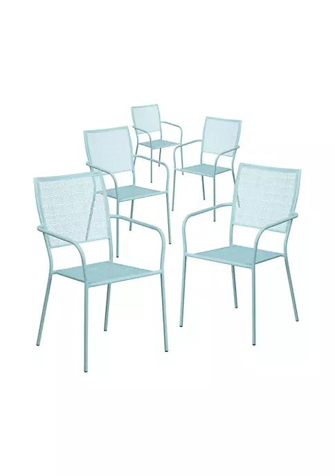 Promo β Commercial Grade 5 Pack Sky Blue Indoor Outdoor Steel Patio Arm Chair with Square Back by Belnick π 2 Promo β Commercial Grade 5 Pack Sky Blue Indoor Outdoor Steel Patio Arm Chair with Square Back by Belnick π - Image 2