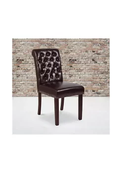 Cheap 🎁 2 Pk. HERCULES Series Brown LeatherSoft Parsons Chair with Rolled Back, Accent Nail Trim and Walnut Finish by Belnick 👏