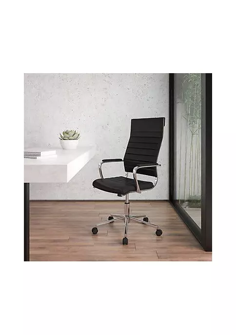 Cheapest π₯ High Back Black LeatherSoft Contemporary Ribbed Executive Swivel Office Chair - BT20595H1BKGG by Belnick π 3 Cheapest π₯ High Back Black LeatherSoft Contemporary Ribbed Executive Swivel Office Chair - BT20595H1BKGG by Belnick π - Image 3