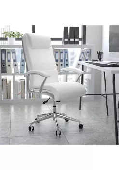 Wholesale 🔥 High Back Designer White LeatherSoft Smooth Upholstered Executive Swivel Office Chair with Chrome Base and Arms by Belnick ❤️ -Belnick Sales Shop Belk 1716