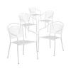 New 🤩 Commercial Grade 5 Pack White Indoor Outdoor Steel Patio Arm Chair with Round Back by Belnick ❤️