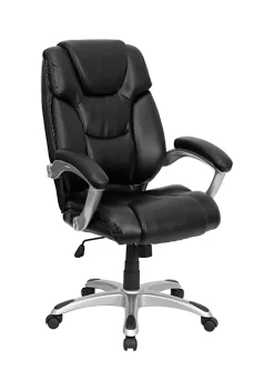 Brand new π High Back Black LeatherSoft Layered Upholstered Executive Swivel Ergonomic Office Chair with Silver Nylon Base and Arms by Belnick π 5 Brand new π High Back Black LeatherSoft Layered Upholstered Executive Swivel Ergonomic Office Chair with Silver Nylon Base and Arms by Belnick π -Belnick Sales Shop Belk 1722