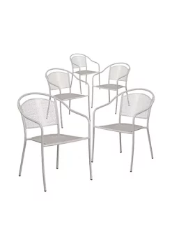Hot Sale 𧨠Commercial Grade 5 Pack Light Gray Indoor Outdoor Steel Patio Arm Chair with Round Back by Belnick π₯°