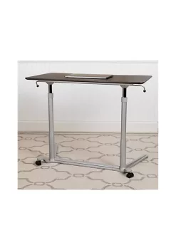 Discount 👍 Sit-Down, Stand-Up Dark Wood Grain Computer Ergonomic Desk with 37.375"W Top (Adjustable Range 29" - 40.75") by Belnick 🔥