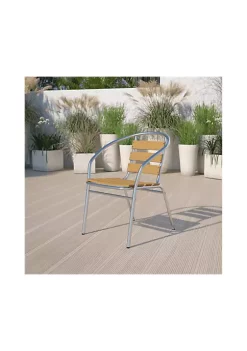Top 10 ⌛ 4 Pack Commercial Aluminum Indoor Outdoor Restaurant Stack Chair with Triple Slat Faux Teak Back by Belnick 🥰