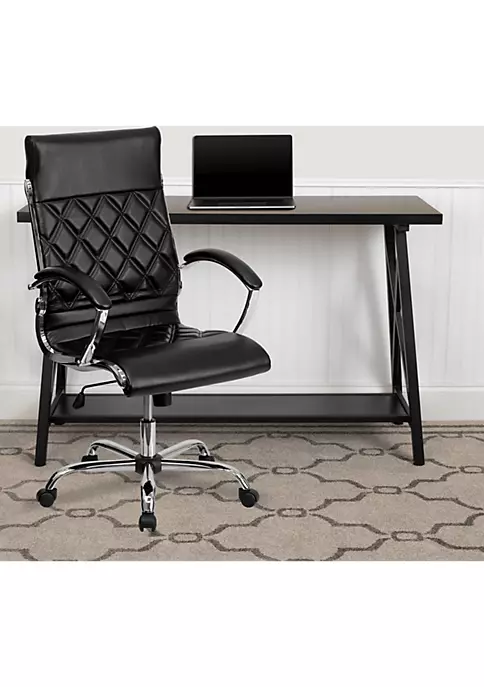 Top 10 ✔️ High Back Designer Quilted Black LeatherSoft Executive Swivel Office Chair with Chrome Base and Arms by Belnick ✨ 2 Top 10 ✔️ High Back Designer Quilted Black LeatherSoft Executive Swivel Office Chair with Chrome Base and Arms by Belnick ✨ - Image 2