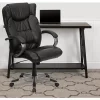 Deals 😍 High Back Espresso Brown LeatherSoft Executive Swivel Office Chair with Titanium Nylon Base and Loop Arms by Belnick 🔥
