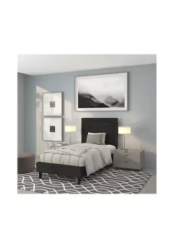 Buy π Roxbury Twin Size Tufted Upholstered Platform Bed in Black Fabric by Belnick π