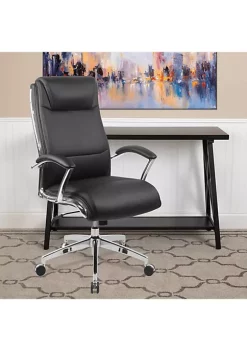 Top 10 π High Back Designer Black LeatherSoft Smooth Upholstered Executive Swivel Office Chair with Chrome Base and Arms by Belnick π