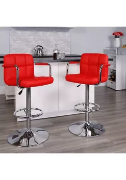 Outlet 𧨠2 Pack Contemporary Red Quilted Vinyl Adjustable Height Barstool with Arms and Chrome Base by Belnick π― 5 Outlet 𧨠2 Pack Contemporary Red Quilted Vinyl Adjustable Height Barstool with Arms and Chrome Base by Belnick π― -Belnick Sales Shop Belk 1762