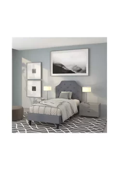 Coupon 🔥 Brighton Twin Size Tufted Upholstered Platform Bed in Light Gray Fabric by Belnick 🌟